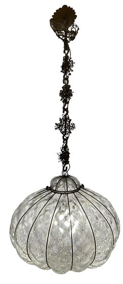 Pair of Fabulous Venetian Lanterns, Murano Glass, 1980's
