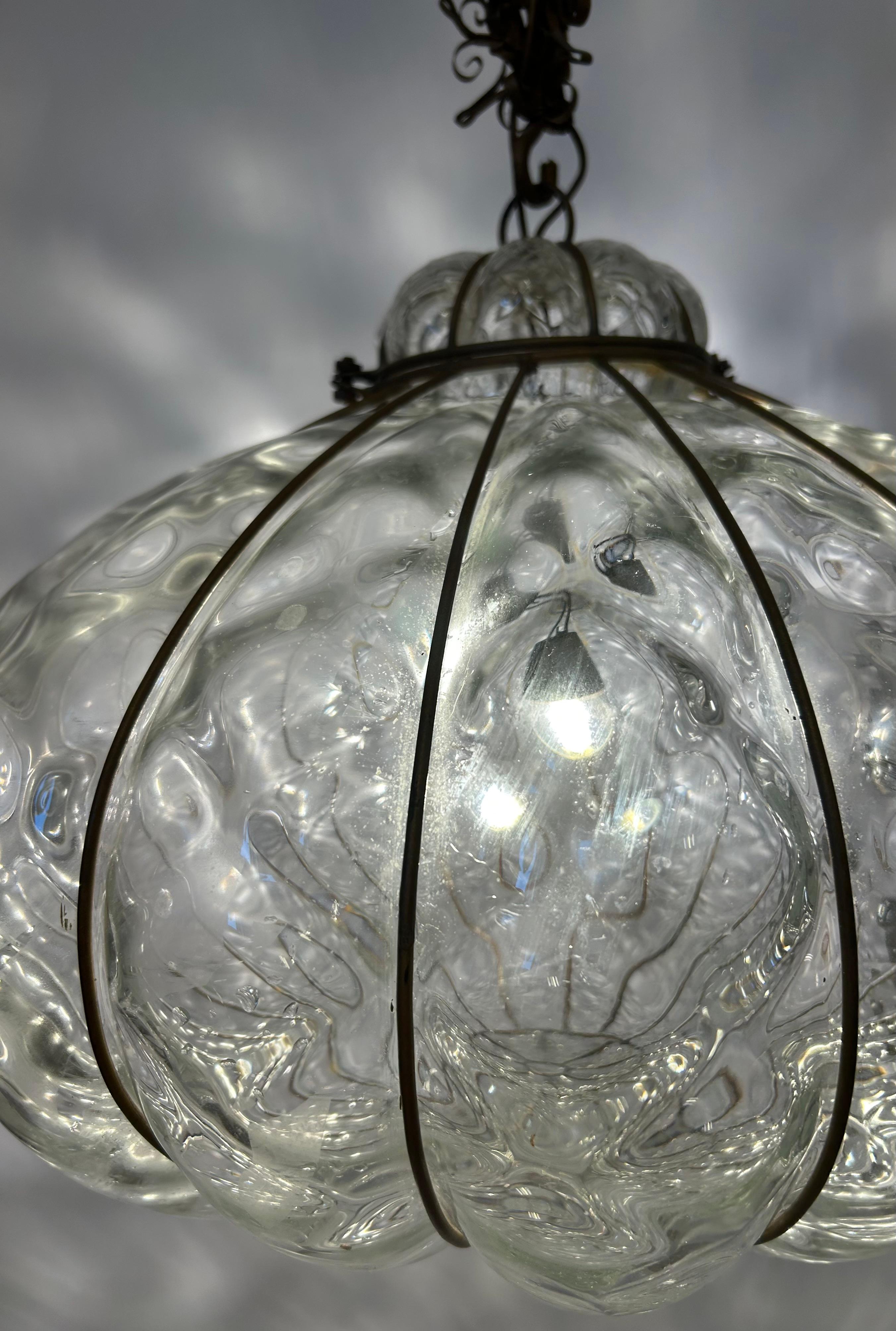 Late 20th Century Pair of Fabulous Venetian Lanterns, Murano Glass, 1980's For Sale