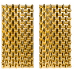 Pair of Faceted Brass Metalwork Wall Sculptures