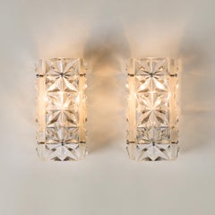 Pair of faceted crystal and Chrome 'Jewel' Sconces by Kinkeldey, 1960s