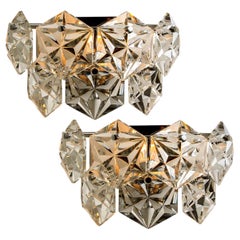 Vintage Pair of Faceted Crystal and Chrome Sconces by Kinkeldey, Germany, 1970s