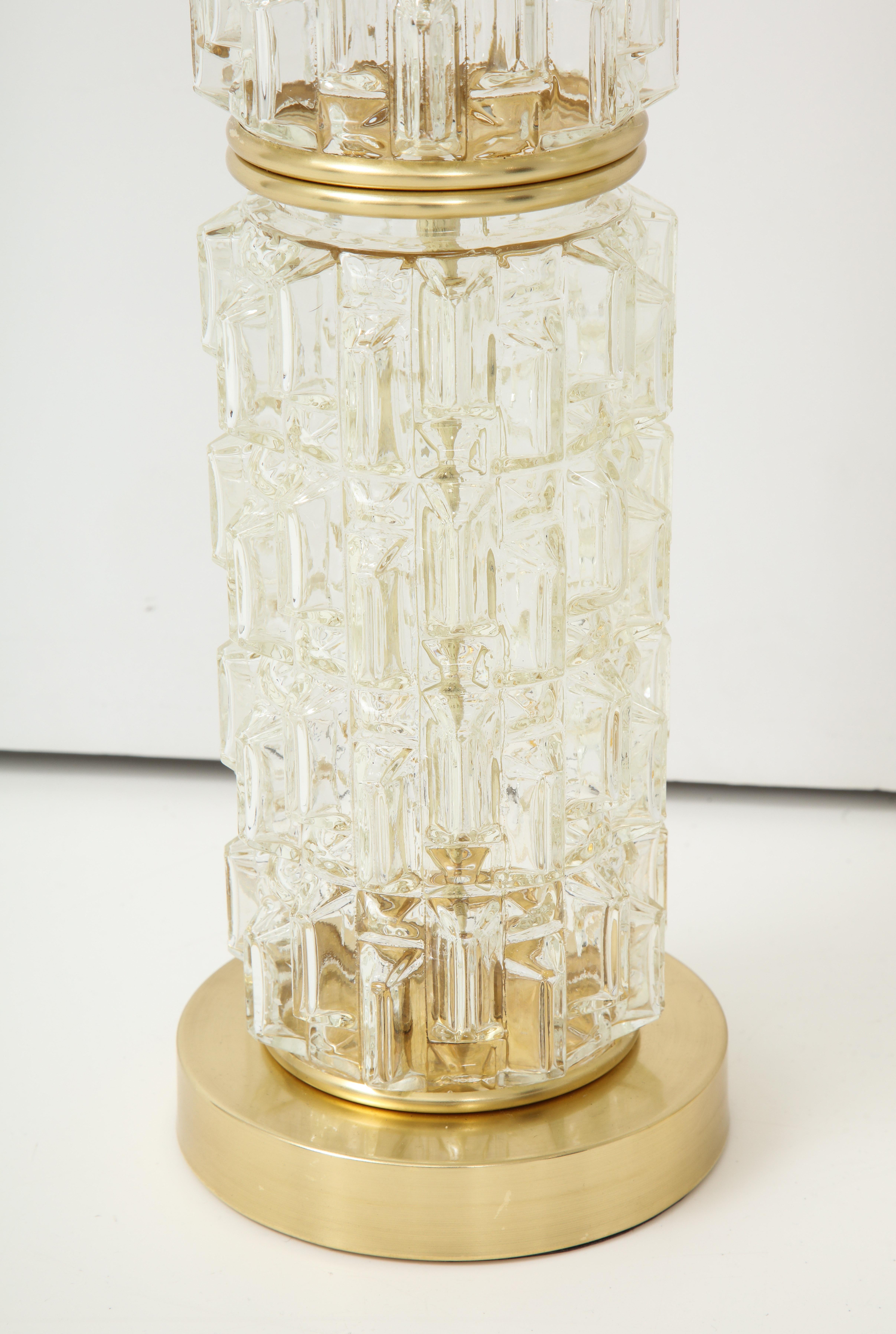 American Pair of Faceted Glass Lamps