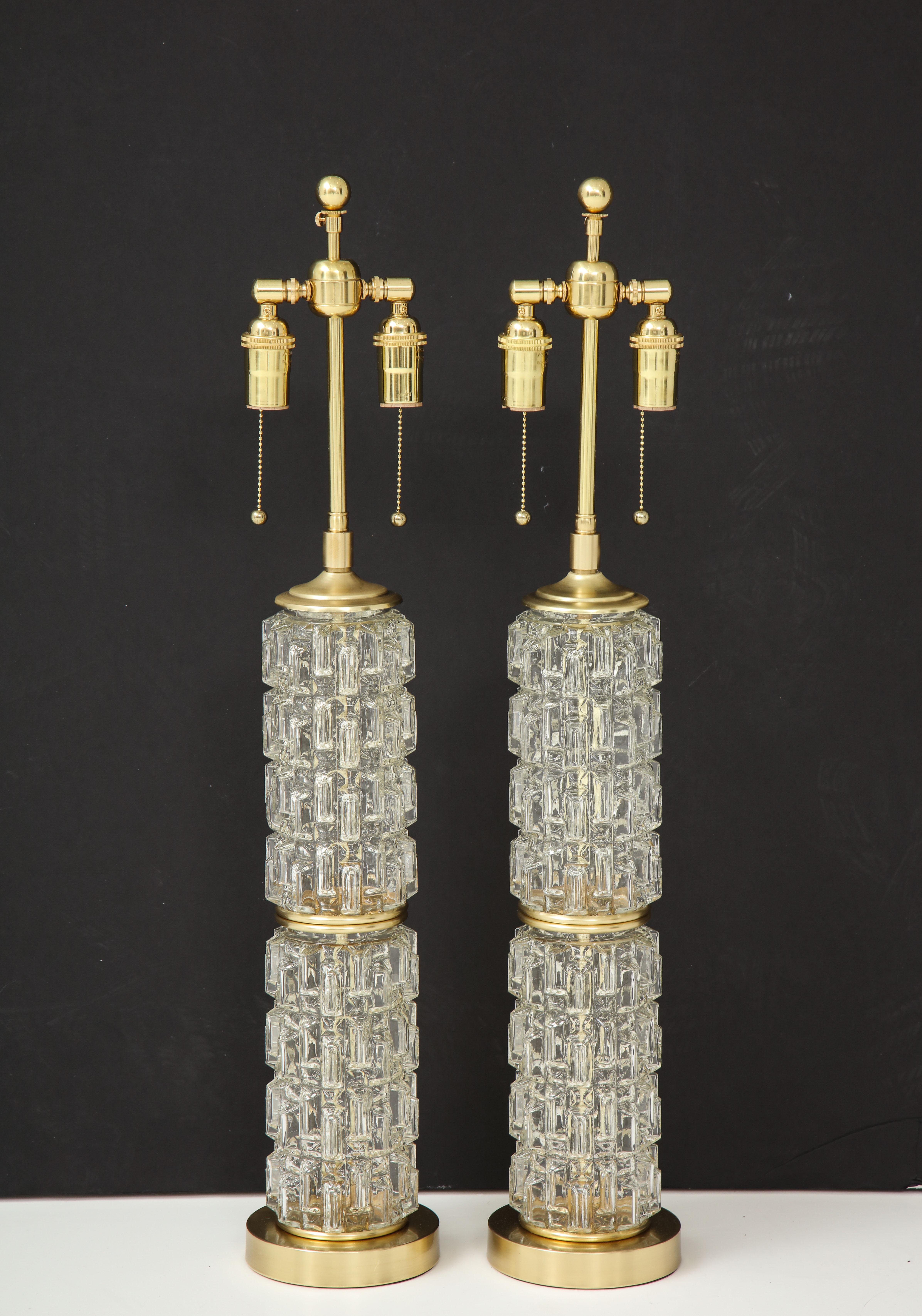 Pair of Faceted Glass Lamps 1