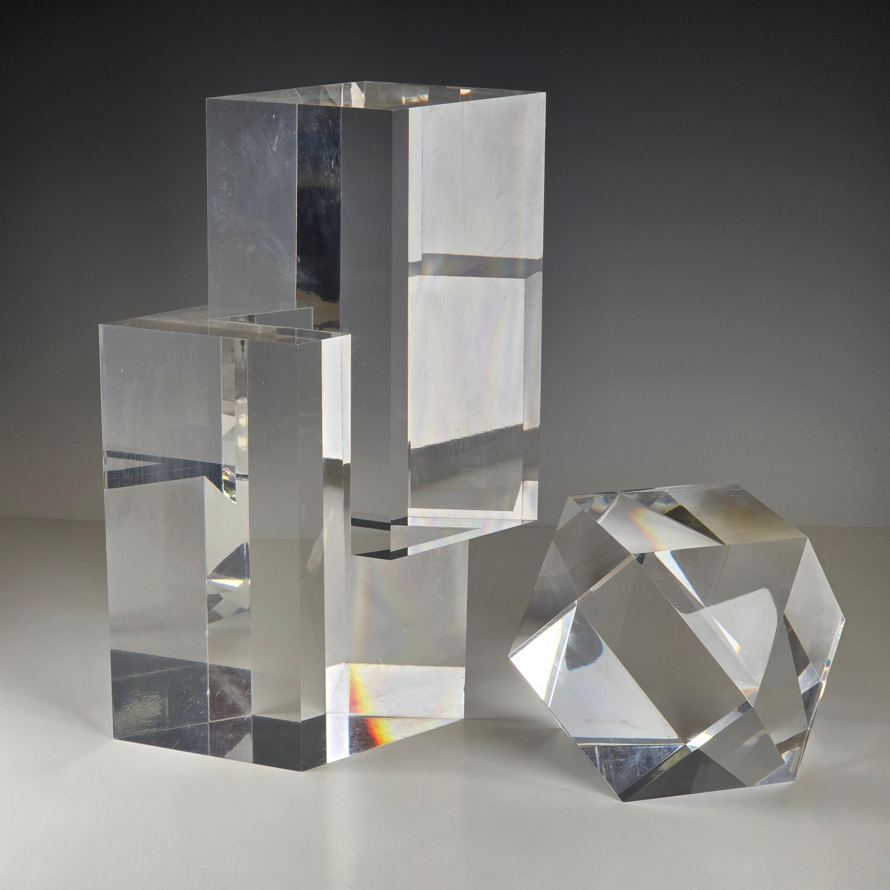 Pair of Faceted Lucite Sculptures by Alessio Tasca For Sale 9