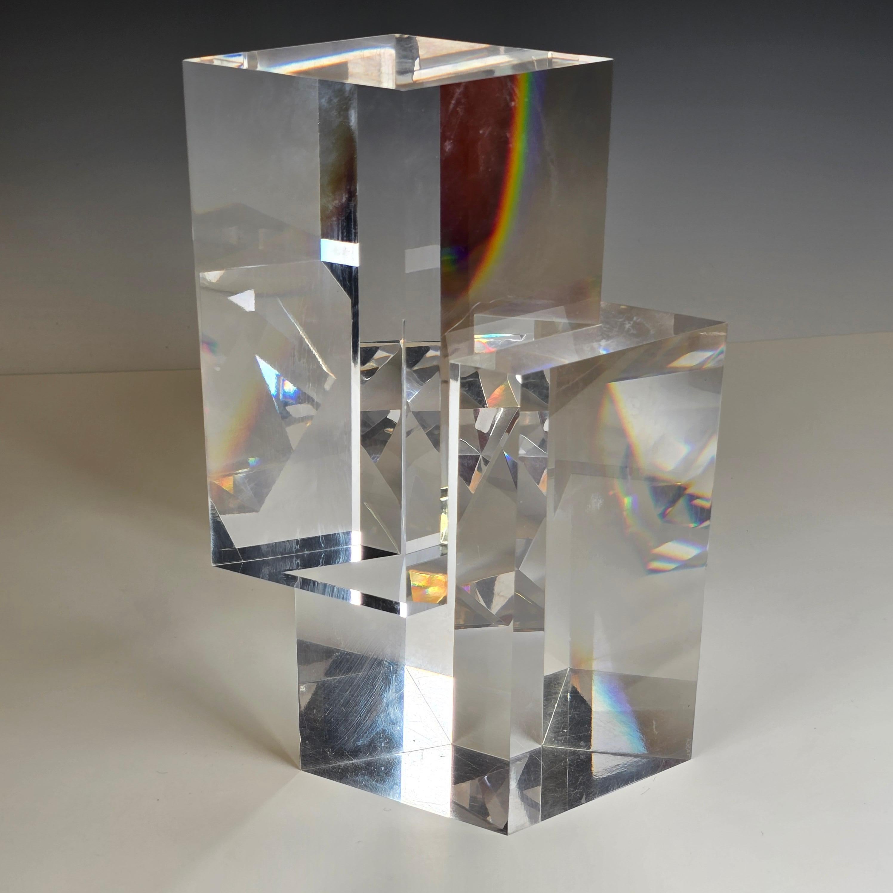 Italian Pair of Faceted Lucite Sculptures by Alessio Tasca For Sale