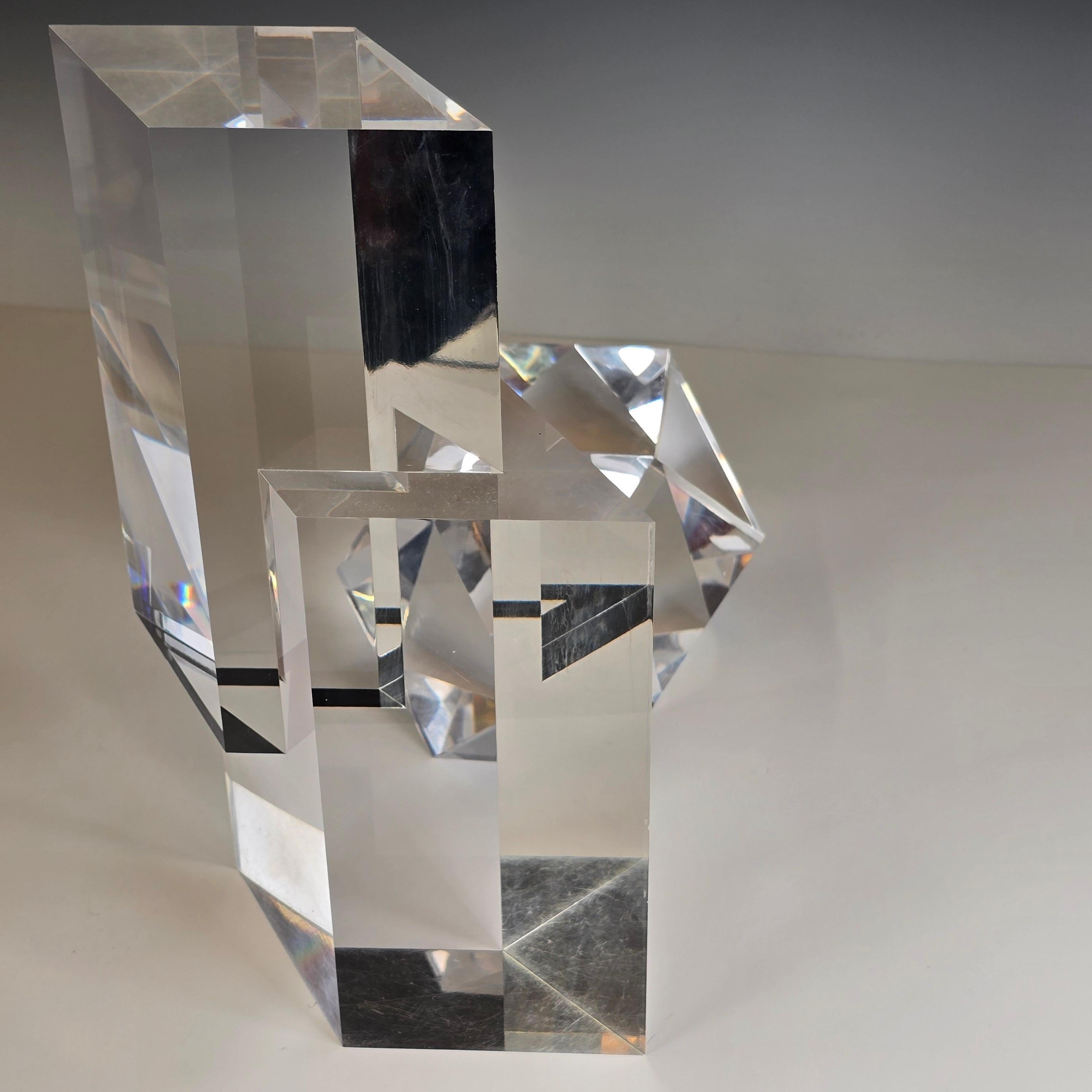 Pair of Faceted Lucite Sculptures by Alessio Tasca In Good Condition For Sale In Kilmarnock, VA
