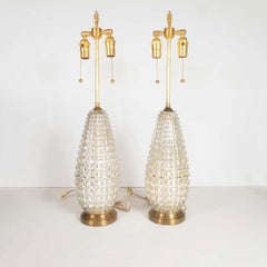 Pair of faceted mercury glass table lamps