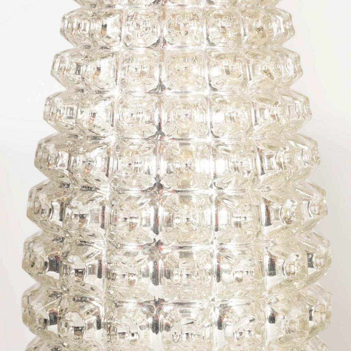 American Pair of faceted mercury glass table lamps For Sale