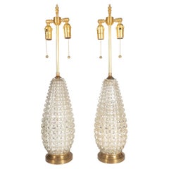 Vintage Pair of faceted mercury glass table lamps