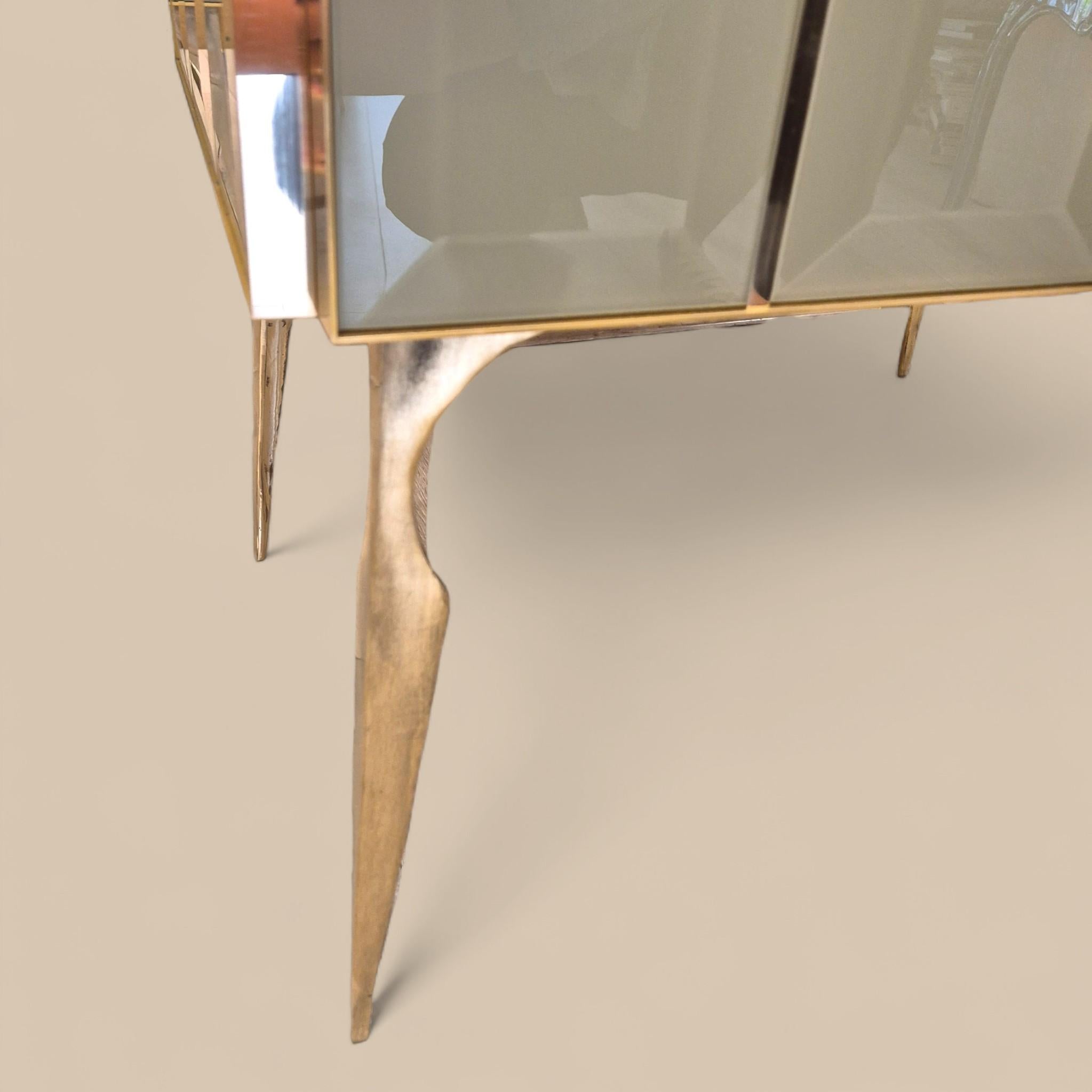 Ottone Coppia di consolle in vetro di Murano sfaccettato e ottone dorato, CIRCA 1960/70 in vendita