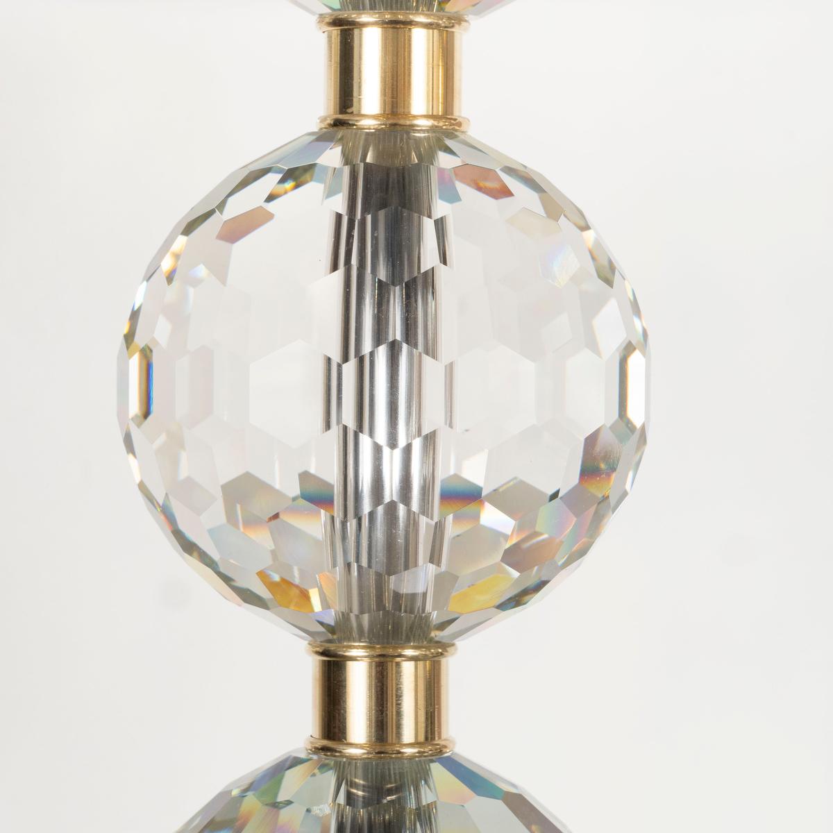 Pair of Faceted Sphere Table Lamps In Good Condition In Tarrytown, NY