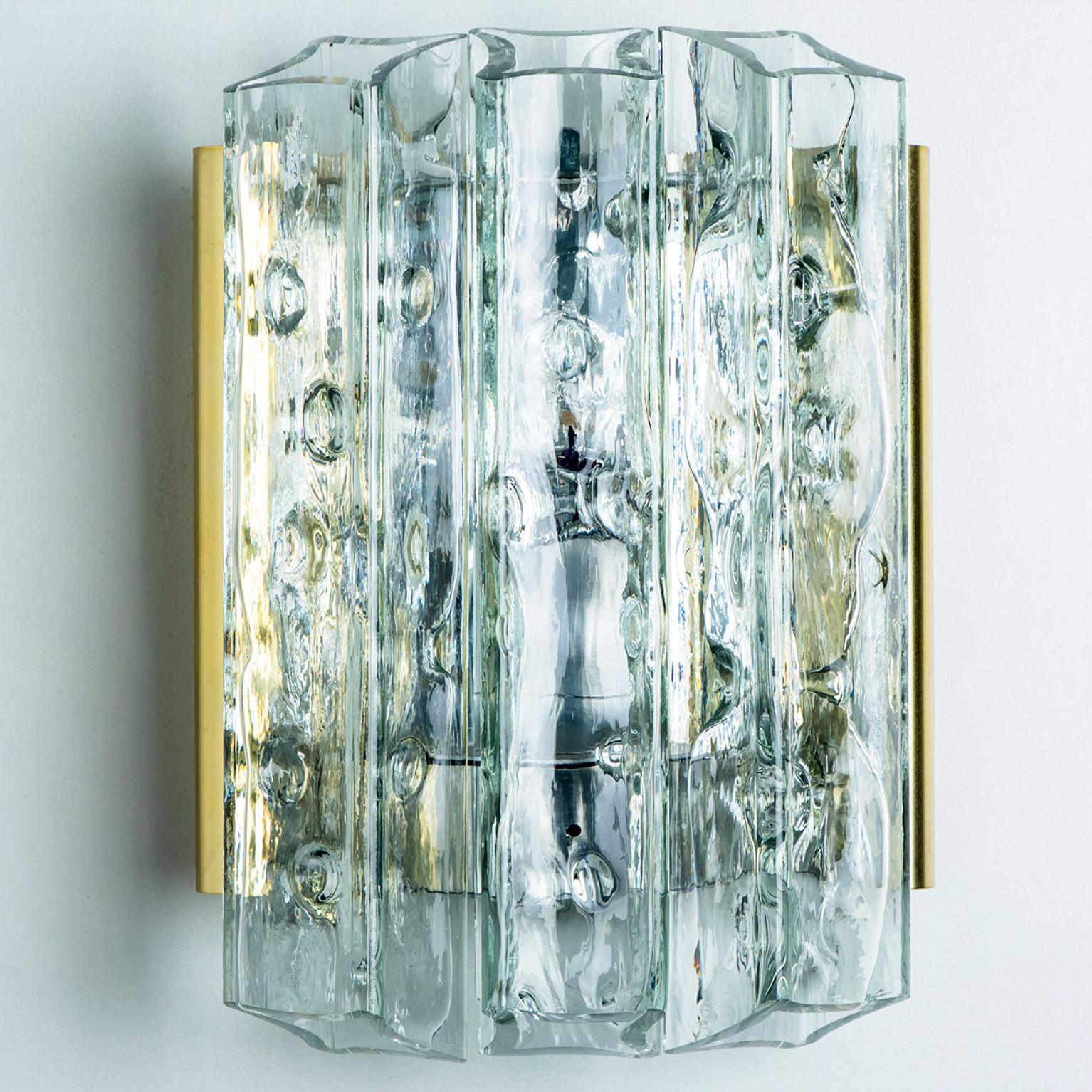 German Pair of Faceted Tubes Wall Lights by Doria Leuchten, 1960s For Sale