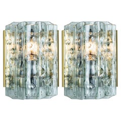 Pair of Faceted Tubes Wall Lights by Doria Leuchten, 1960s