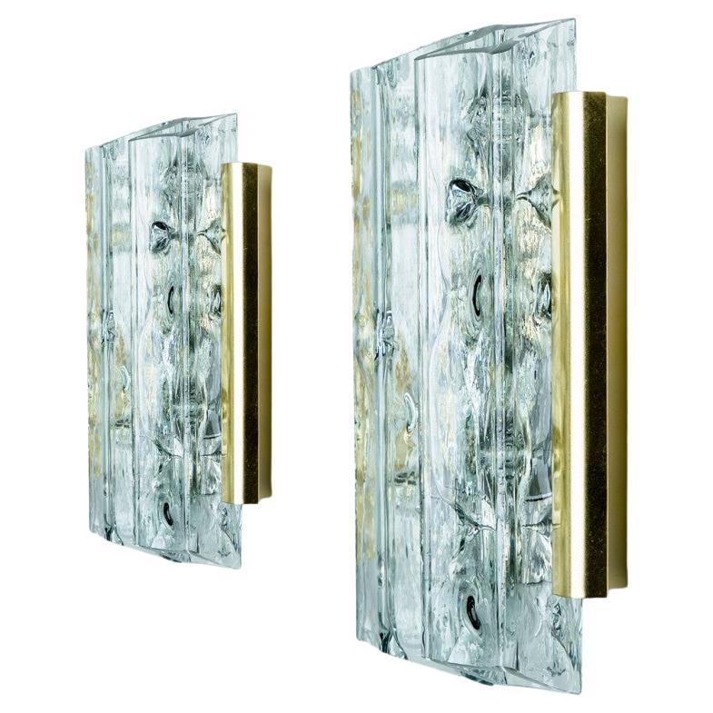 Pair of Faceted Tubes Wall Lights by Doria Leuchten, 1960s