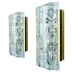Pair of Faceted Tubes Wall Lights by Doria Leuchten, 1960s