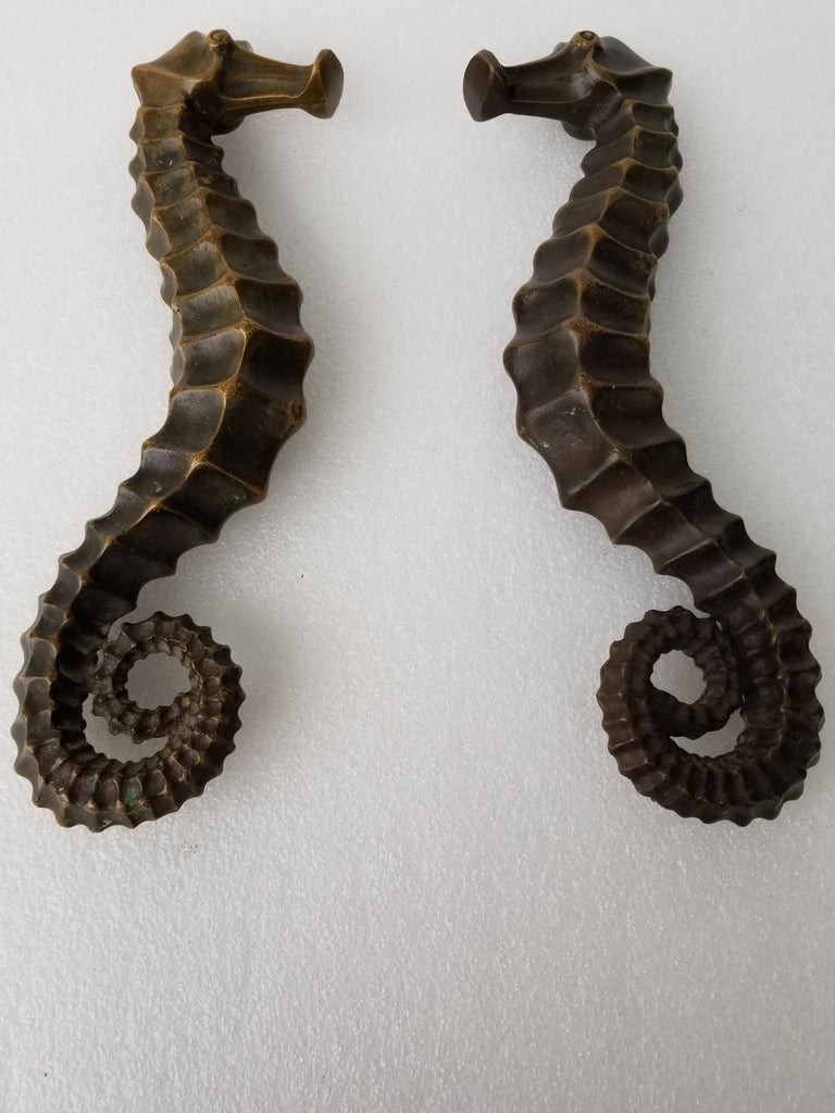 Pair of Facing Seahorse Bronze Door Handles at 1stDibs seahorse door
