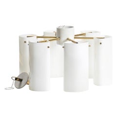 Paire de Fagerhult Semi Flush Mount Verre opalin et laiton:: Suède:: 1960