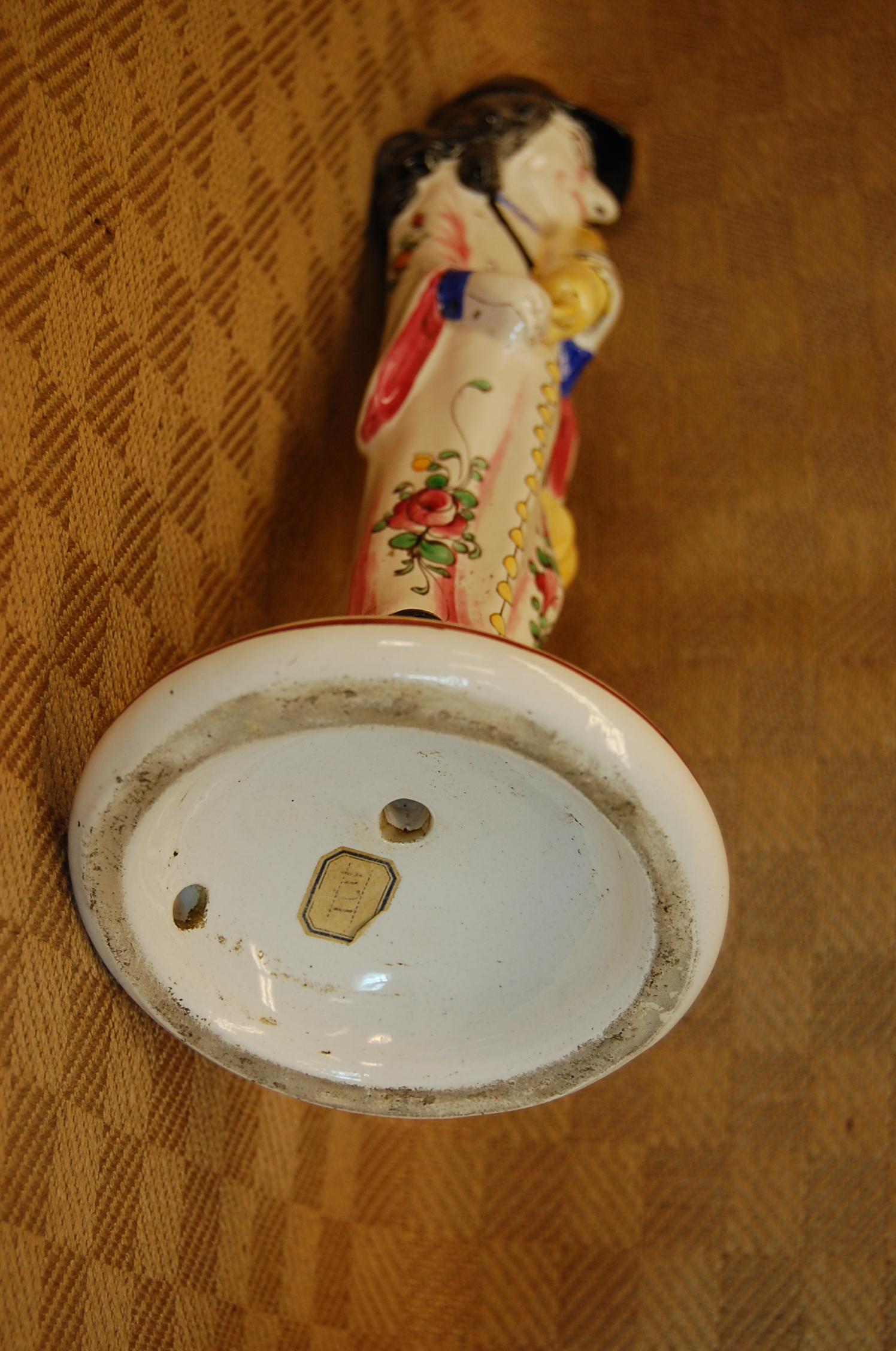 Pair of Faience Decorated Porcelain Candlesticks, Doctor and Patient circa 1930 For Sale 2