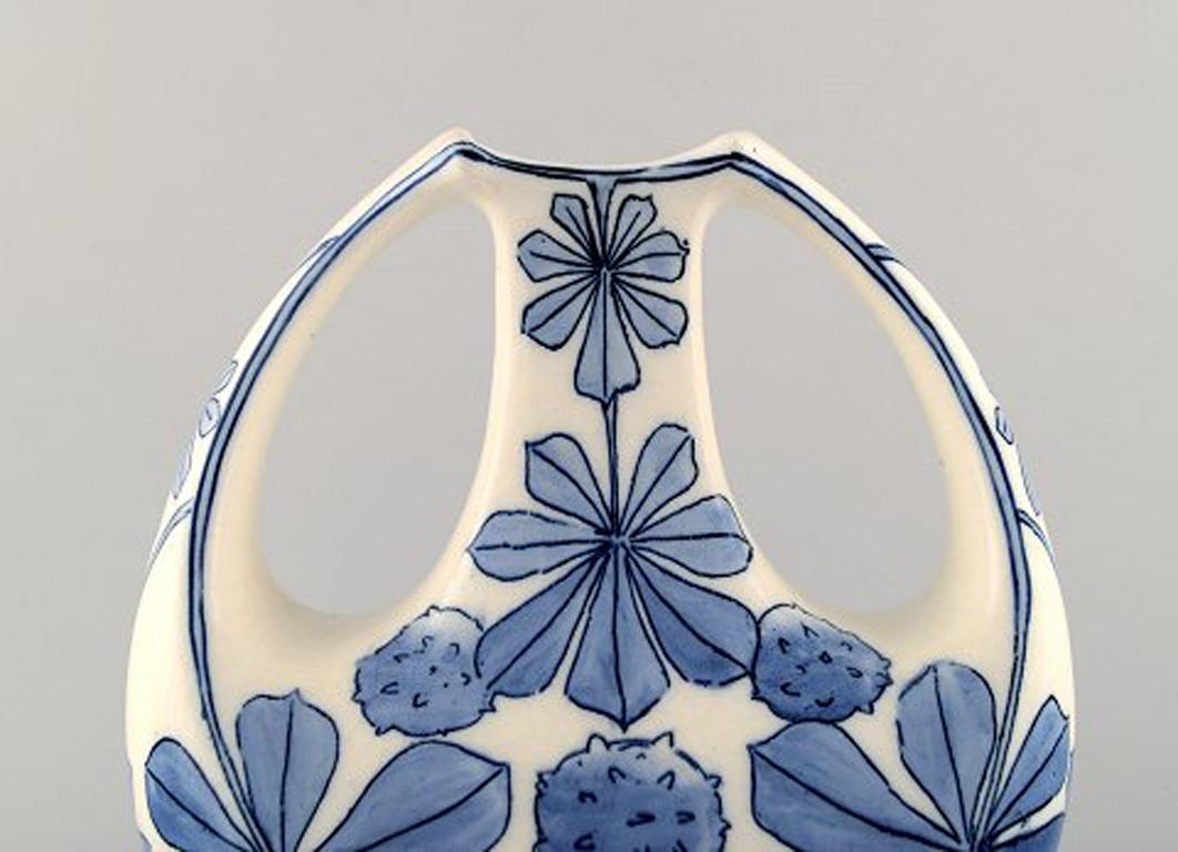 Pair of Faience Vases, Art Nouveau. Design by Alf Wallander for Rörstrand In Excellent Condition In Copenhagen, DK