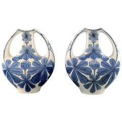 Pair of Faience Vases, Art Nouveau. Design by Alf Wallander for Rörstrand