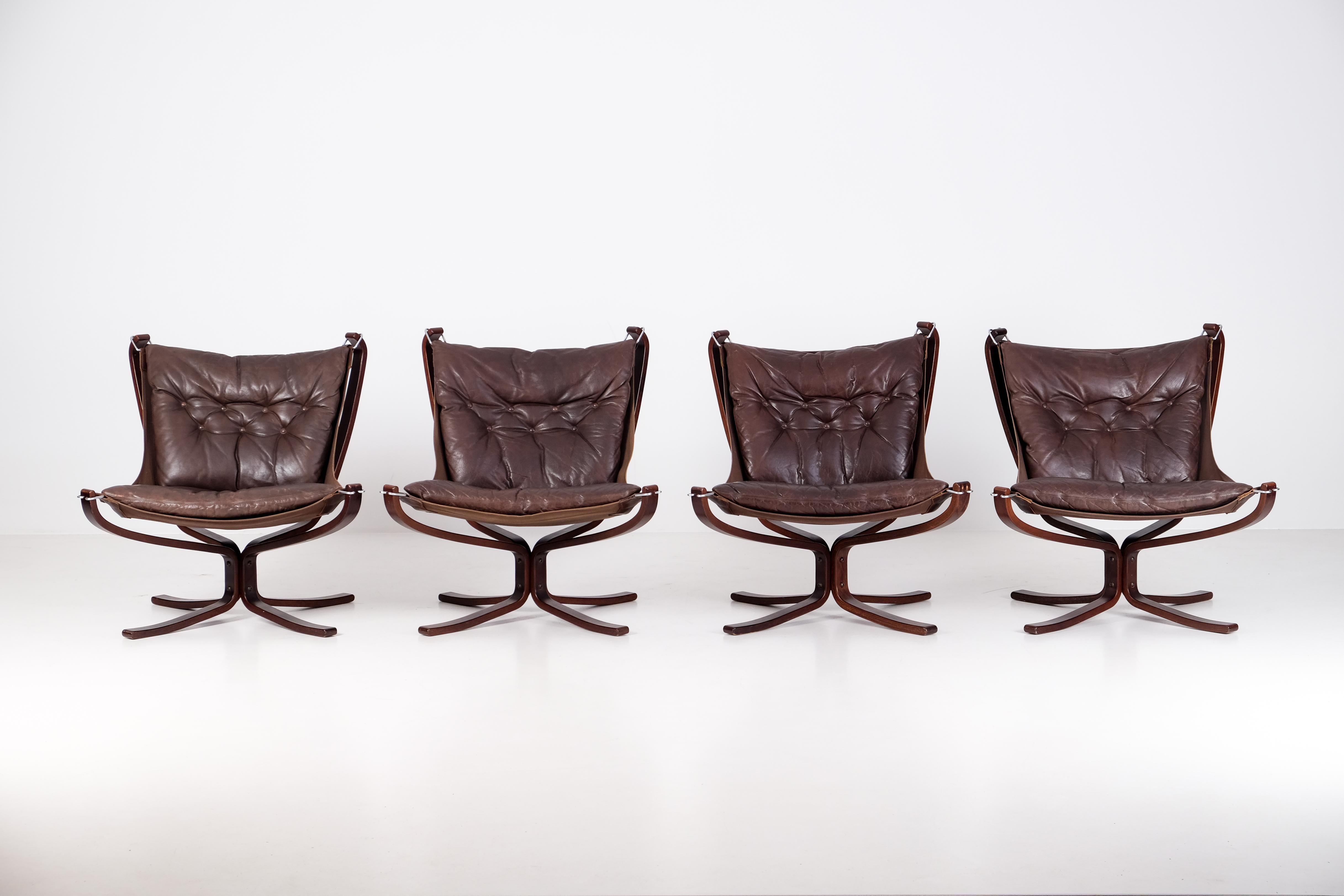 Late 20th Century Pair of Falcon Chairs by Sigurd Ressell, 1970s For Sale