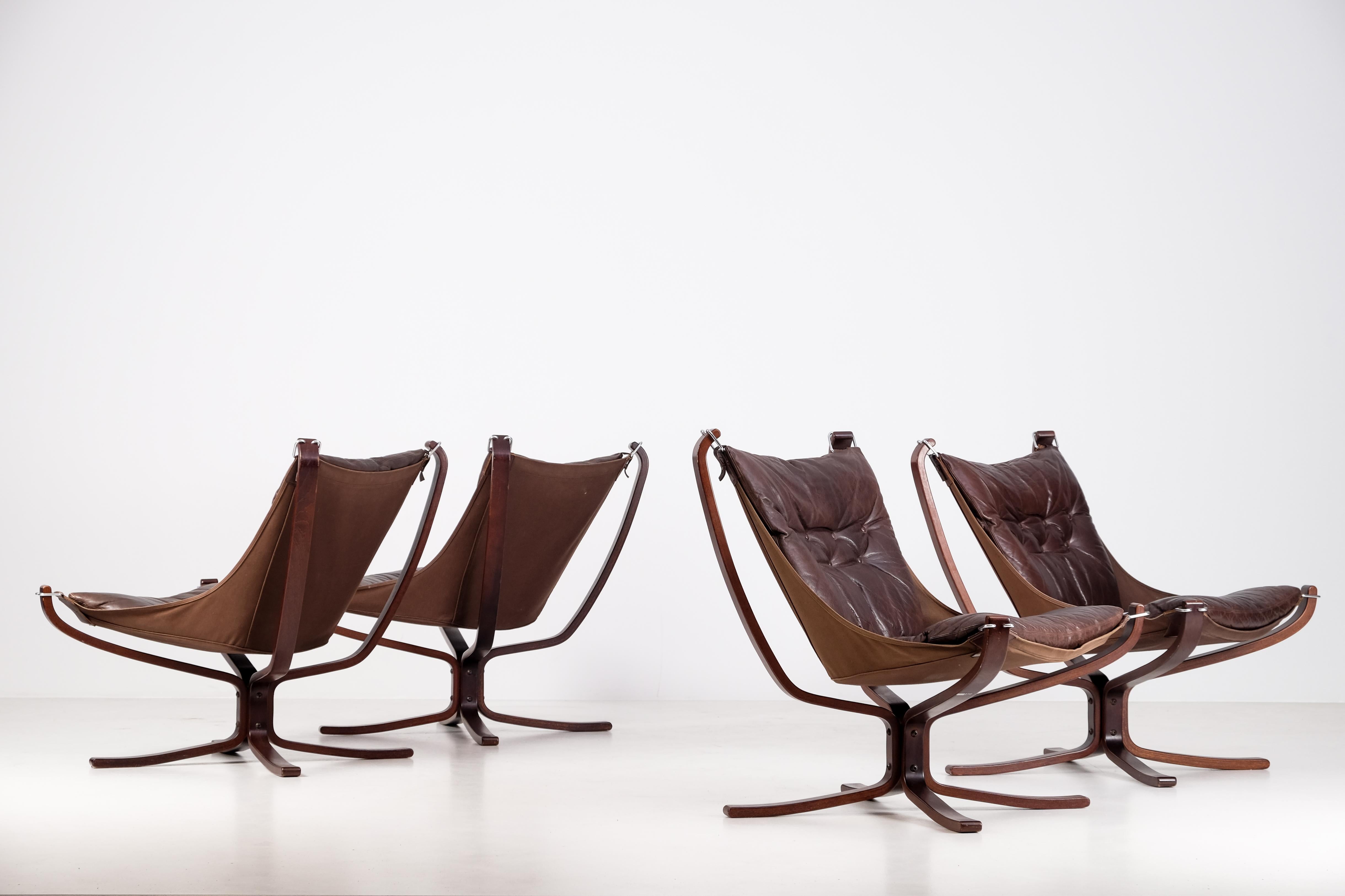 Leather Pair of Falcon Chairs by Sigurd Ressell, 1970s For Sale