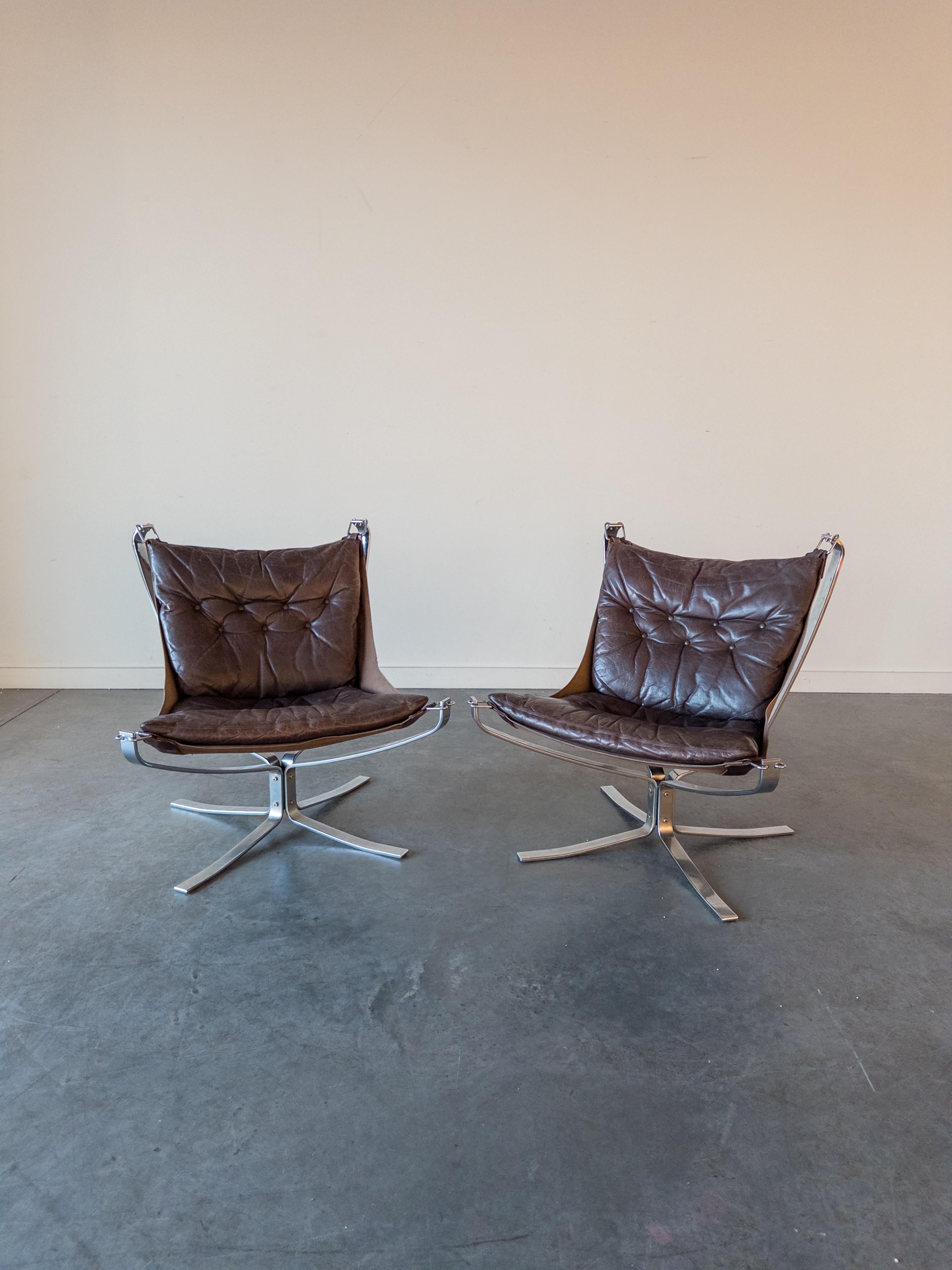 Mid-Century Modern Paire de chaises Falcon par Sigurd Ressell pour Vatne Møbler, 1970 en vente