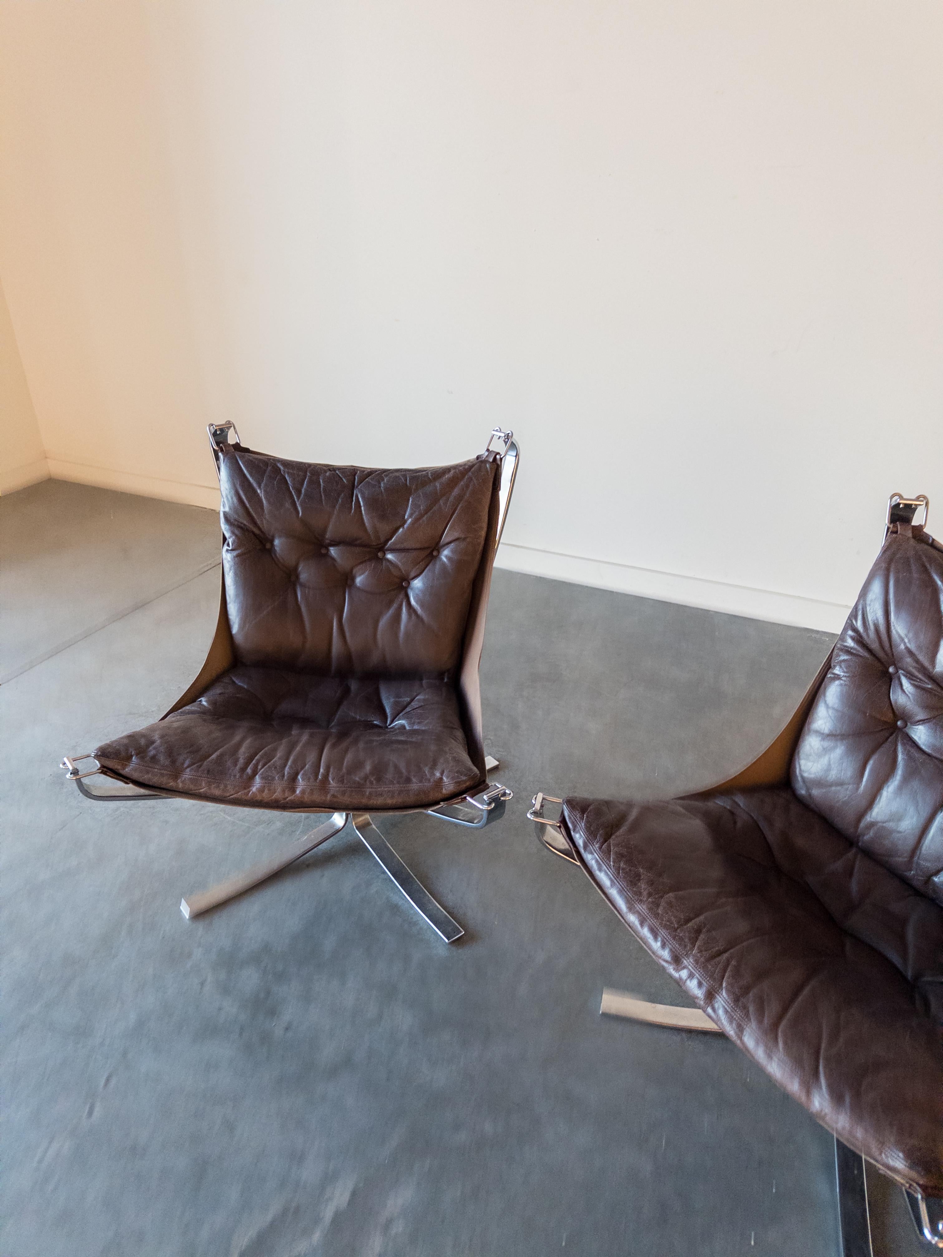 Norvégien Paire de chaises Falcon par Sigurd Ressell pour Vatne Møbler, 1970 en vente