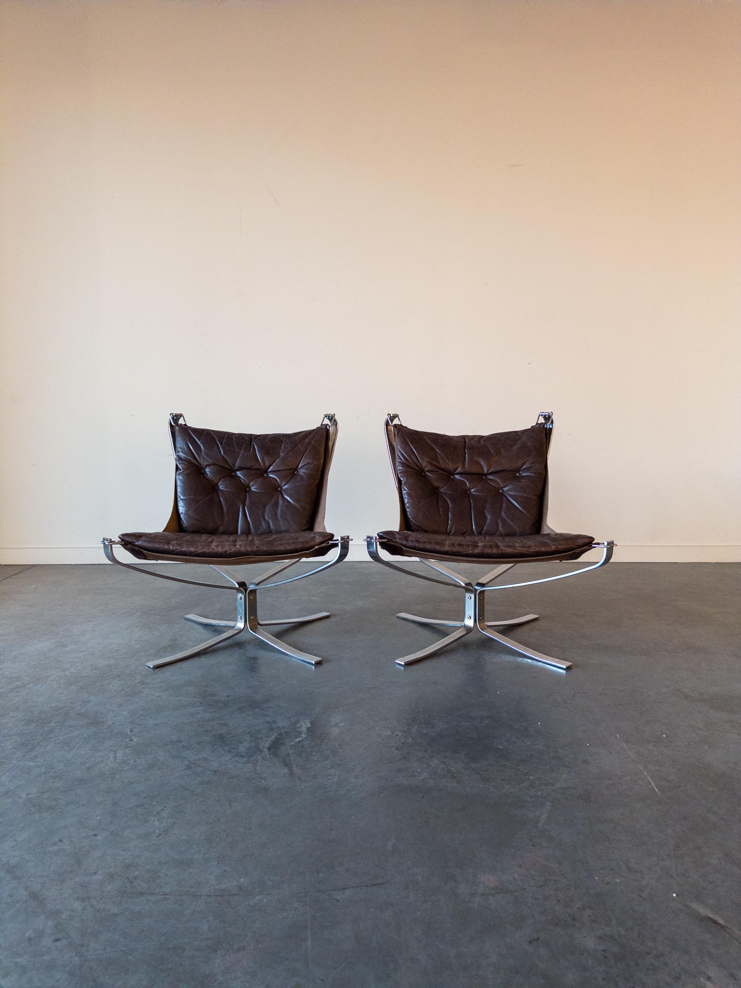 Paire de chaises Falcon par Sigurd Ressell pour Vatne Møbler, 1970 Bon état - En vente à New York, NY
