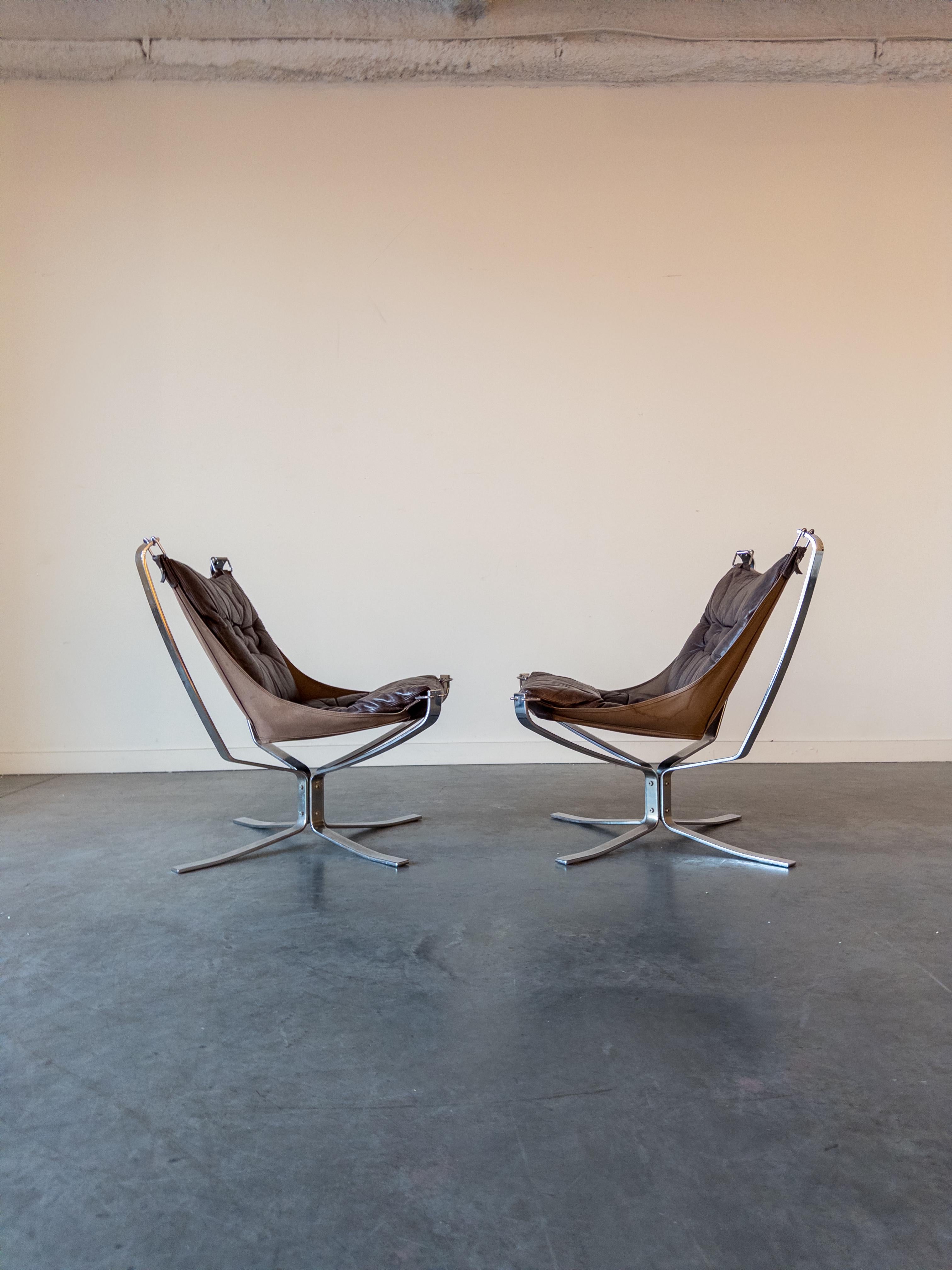 Fin du 20e siècle Paire de chaises Falcon par Sigurd Ressell pour Vatne Møbler, 1970 en vente