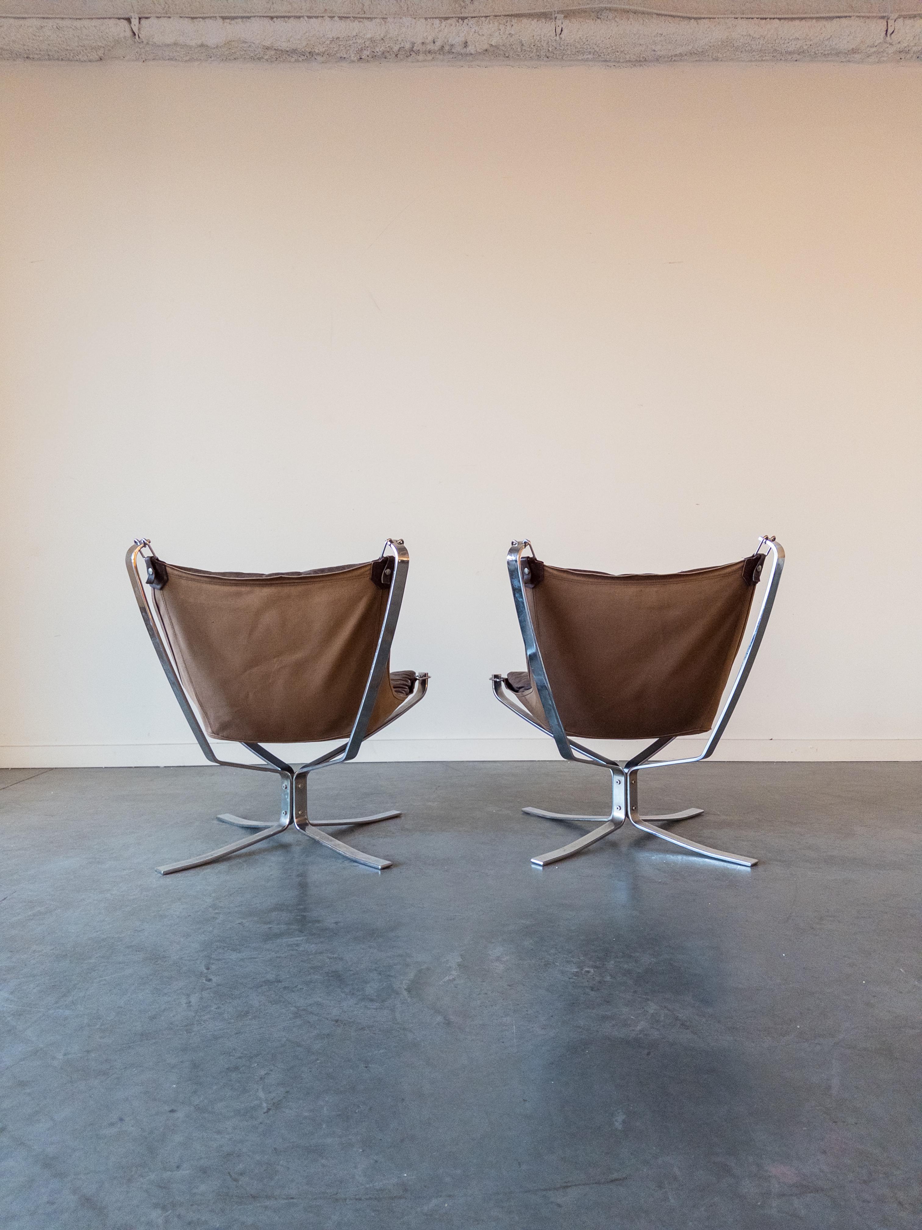 Acier Paire de chaises Falcon par Sigurd Ressell pour Vatne Møbler, 1970 en vente