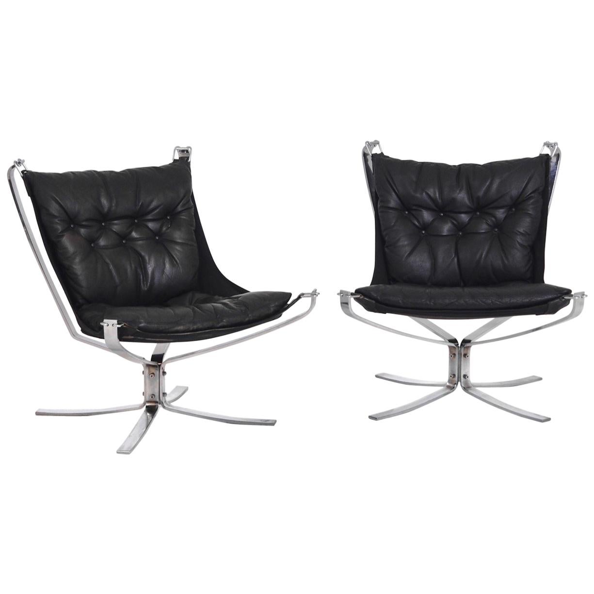 Pair of Falcon Chairs by Vatne Møbler in Sweden, Mid-20th Century