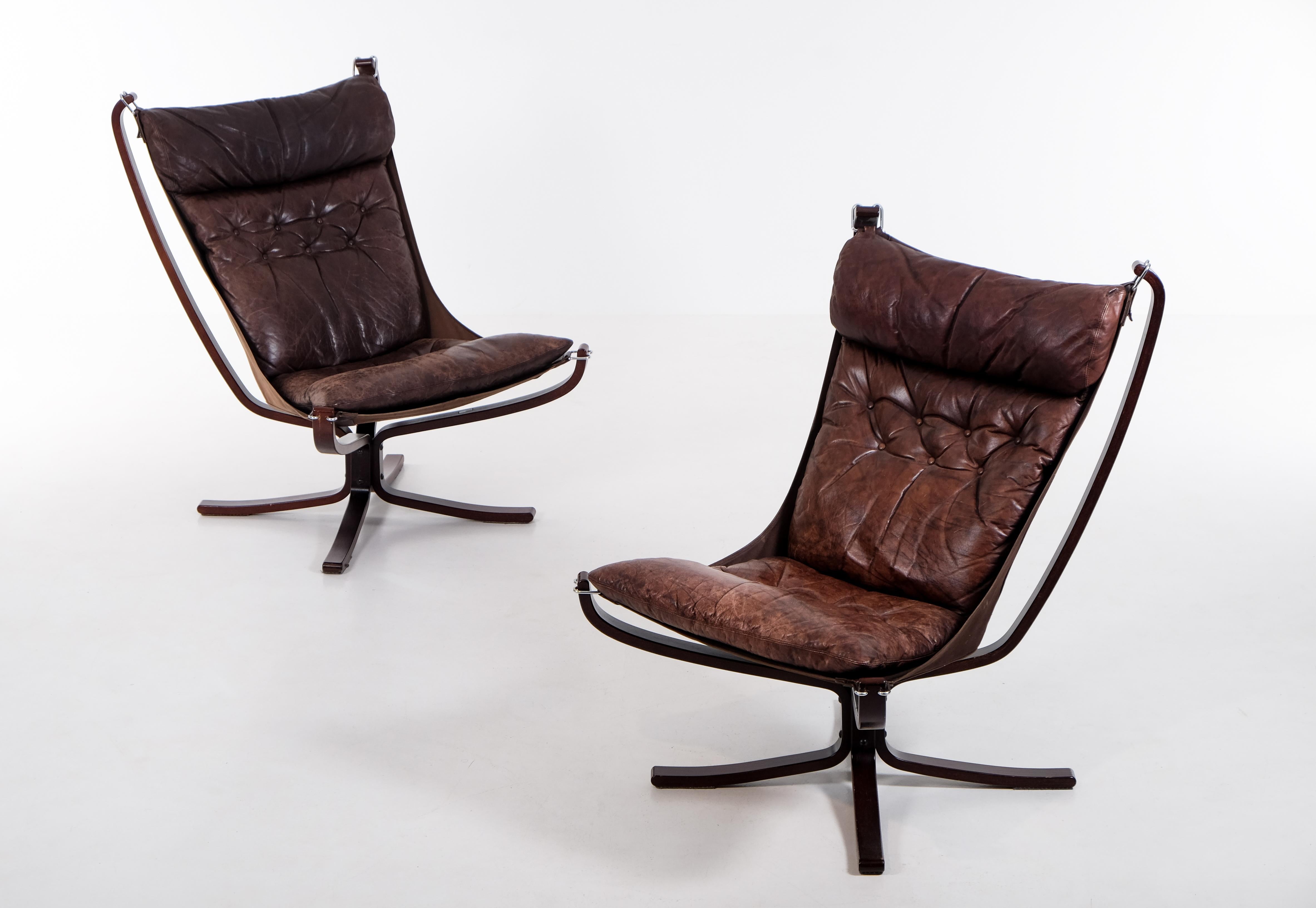 Fin du 20e siècle Paire de fauteuils Flacon de Sigurd Resell, Norvège, années 1970 en vente