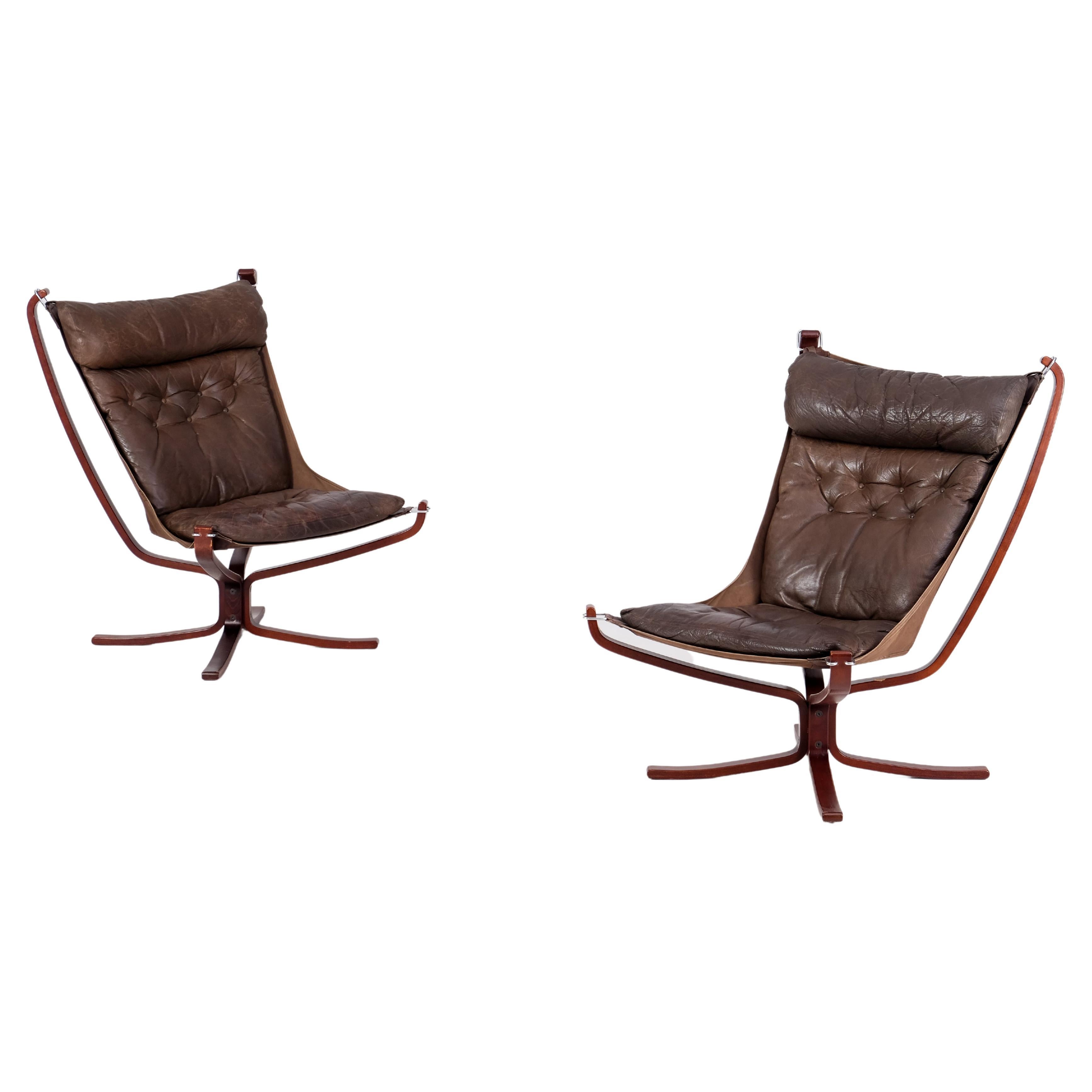 Easy Chairs „Falcon“ von Sigurd Resell, Norwegen, 1970er Jahre, Paar