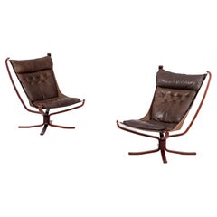 Vintage Pair of "Falcon" Easy Chairs by Sigurd Resell, Norway, 1970s