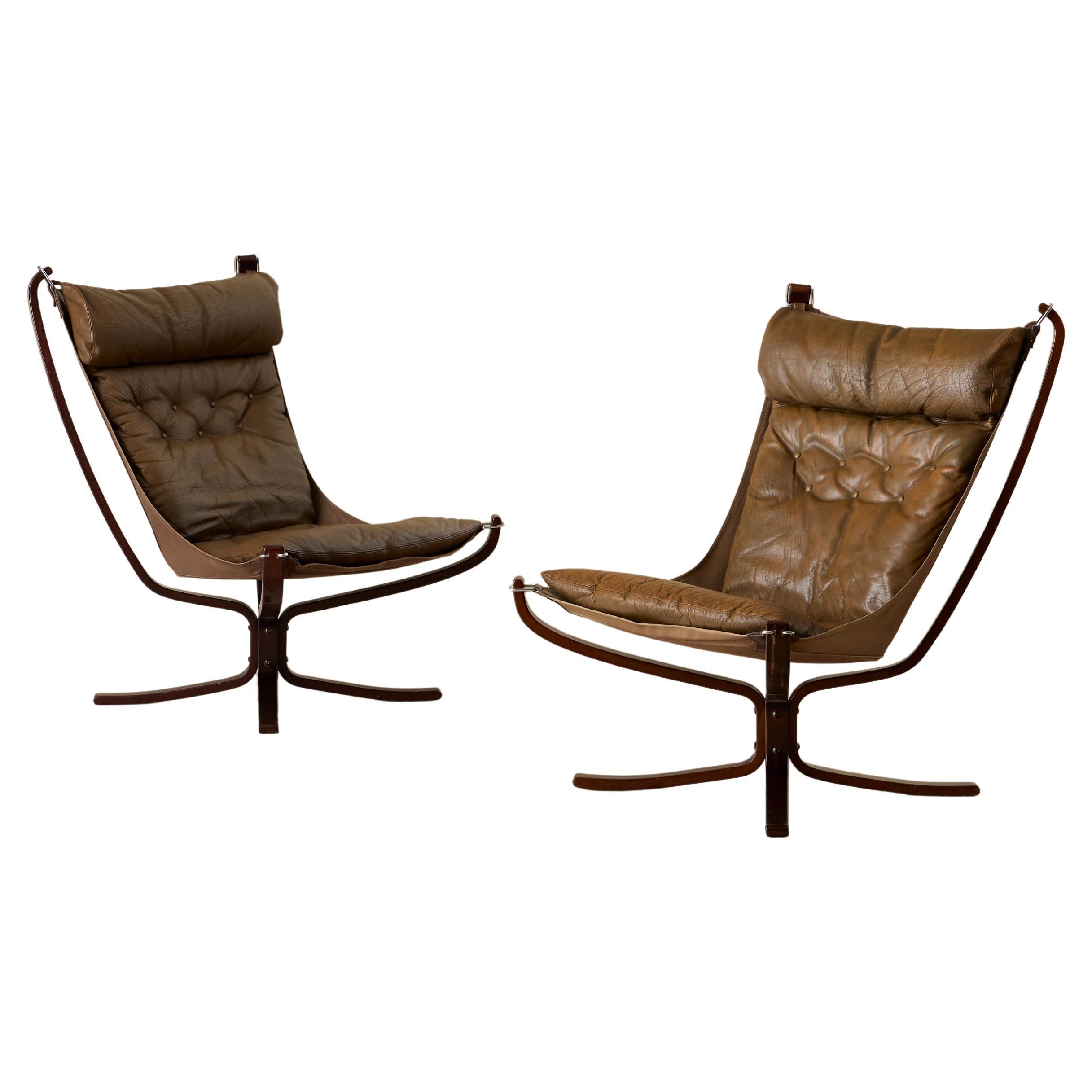 Pair of "Falcon" Easy Chairs by Sigurd Resell, Norway, 1970s en vente