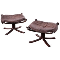 Pair of "Falcon" Ottomans by Sigurd Ressell for Vatne Möbler, 1970s