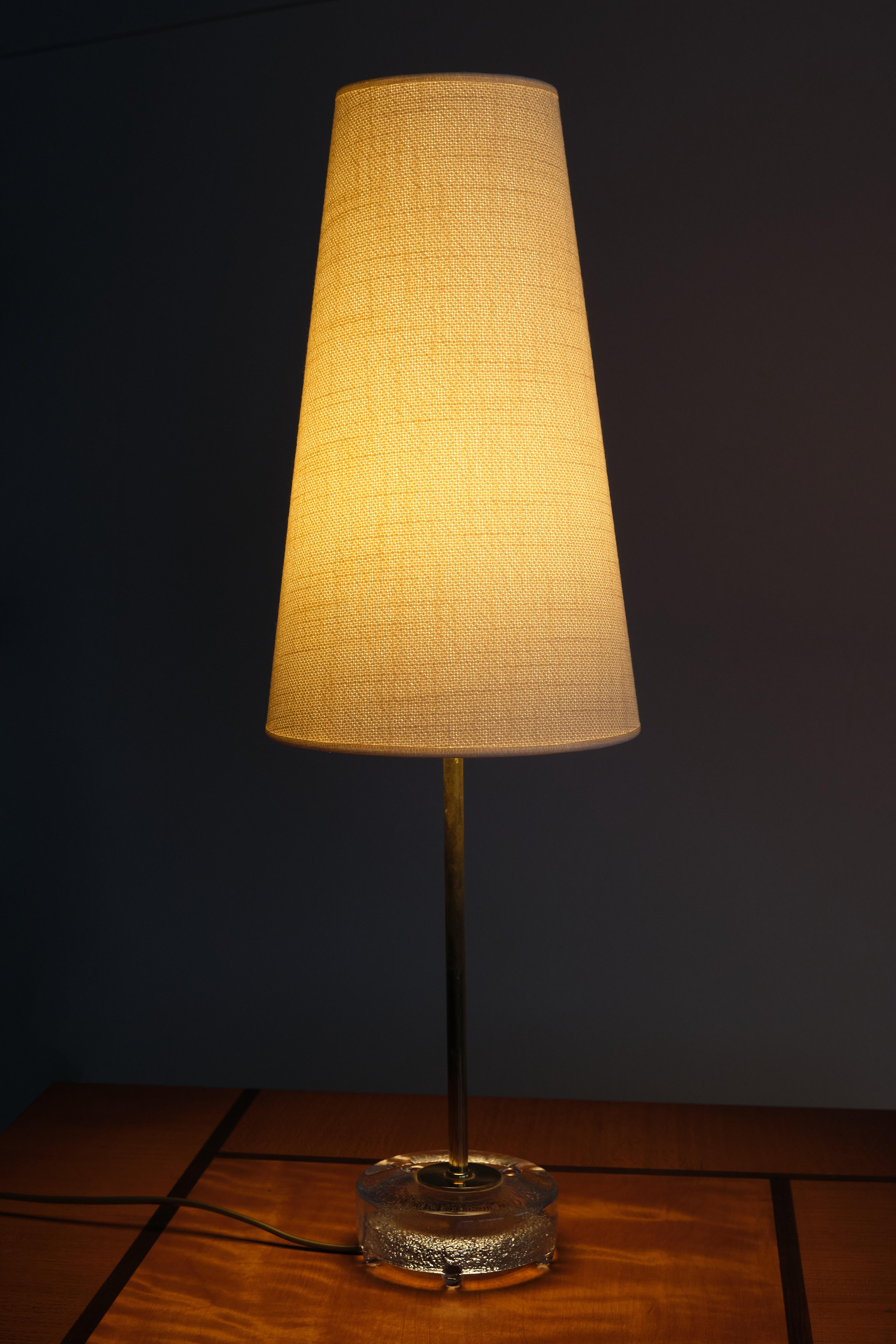 Pair of Falkenberg's Belysning Table Lamps in Brass and Glass, Sweden, 1960s 4