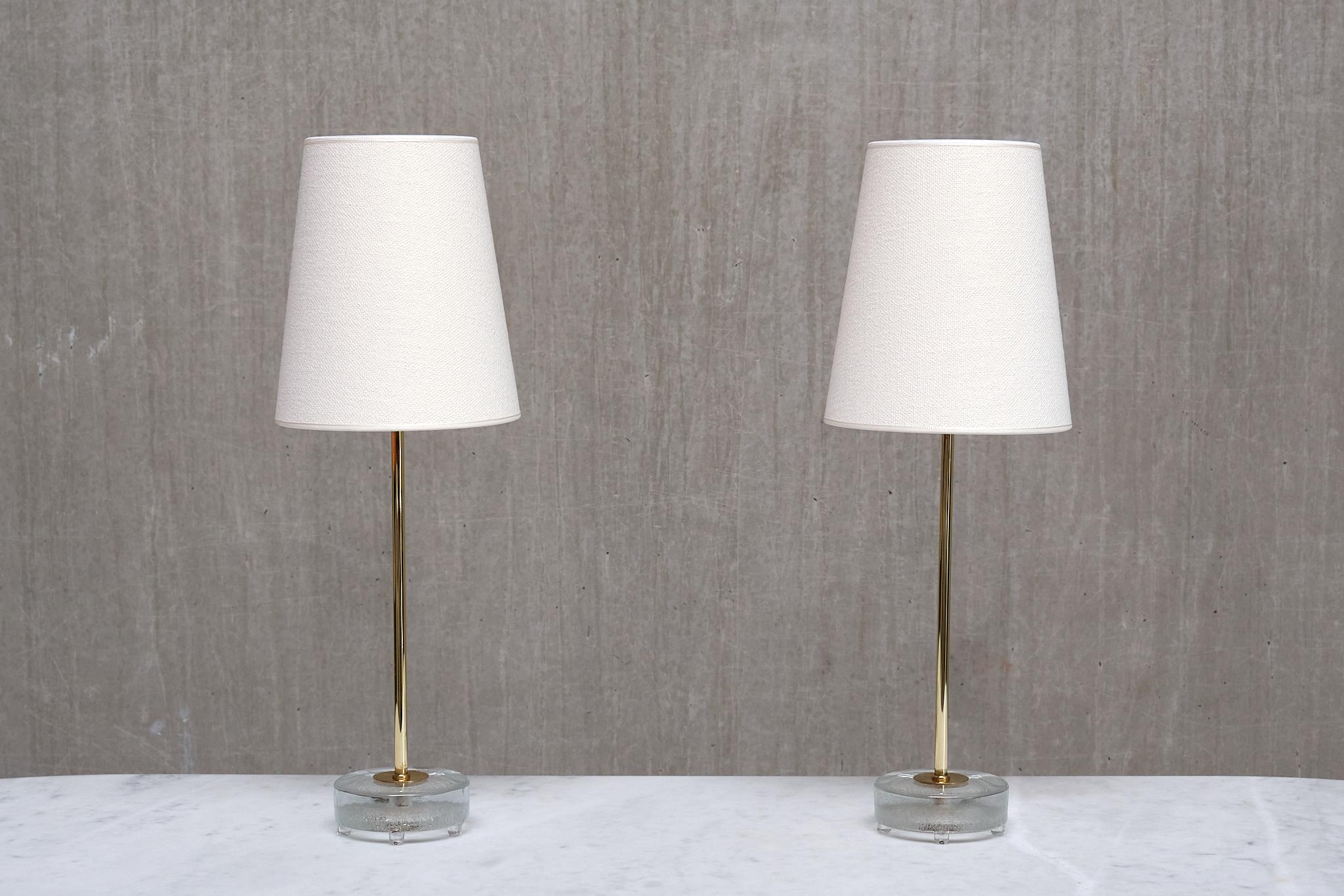 Paire de lampes de bureau Falkenbergs Belysning en laiton et verre, Suède, années 1960 en vente 5