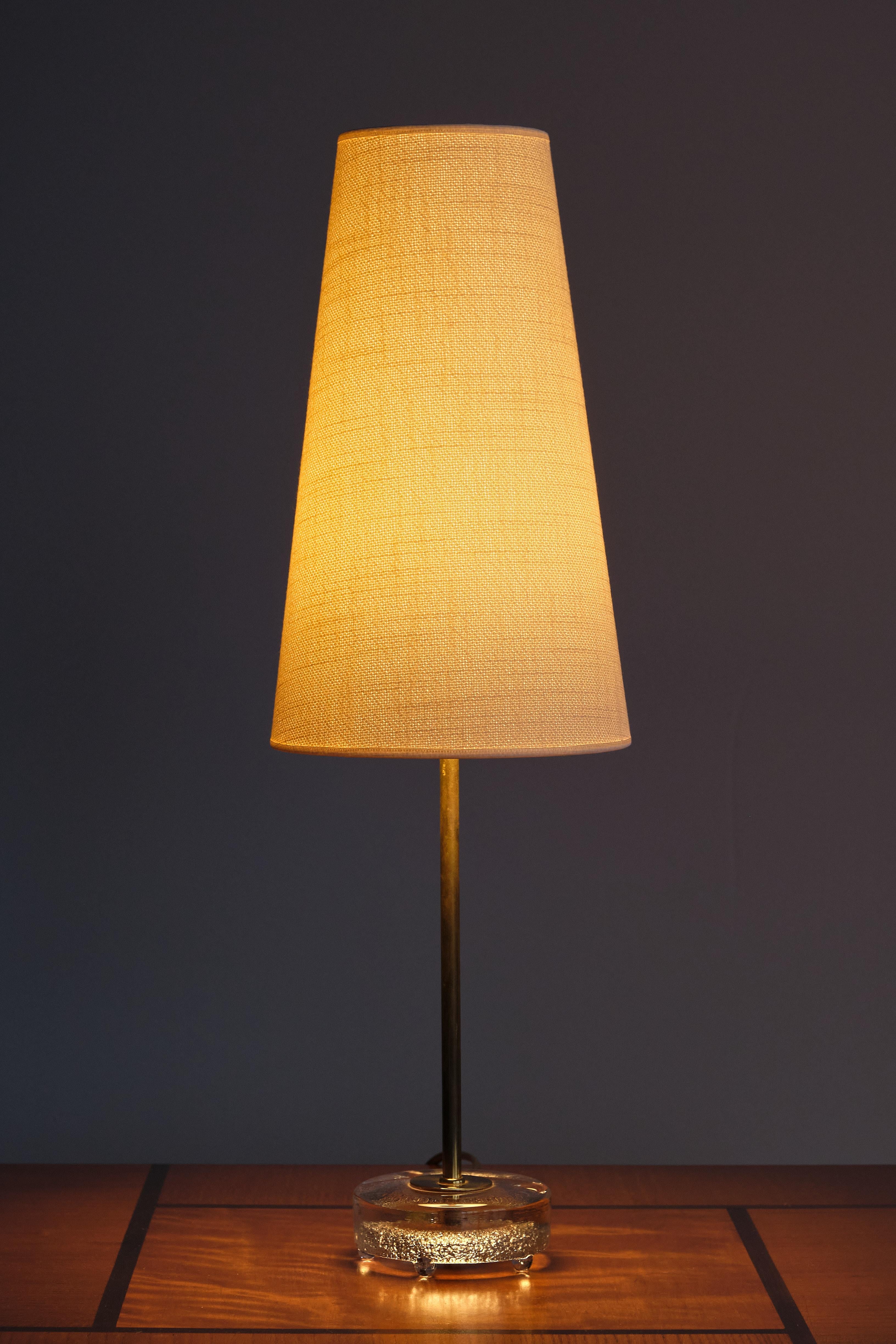 Pair of Falkenberg's Belysning Table Lamps in Brass and Glass, Sweden, 1960s 1