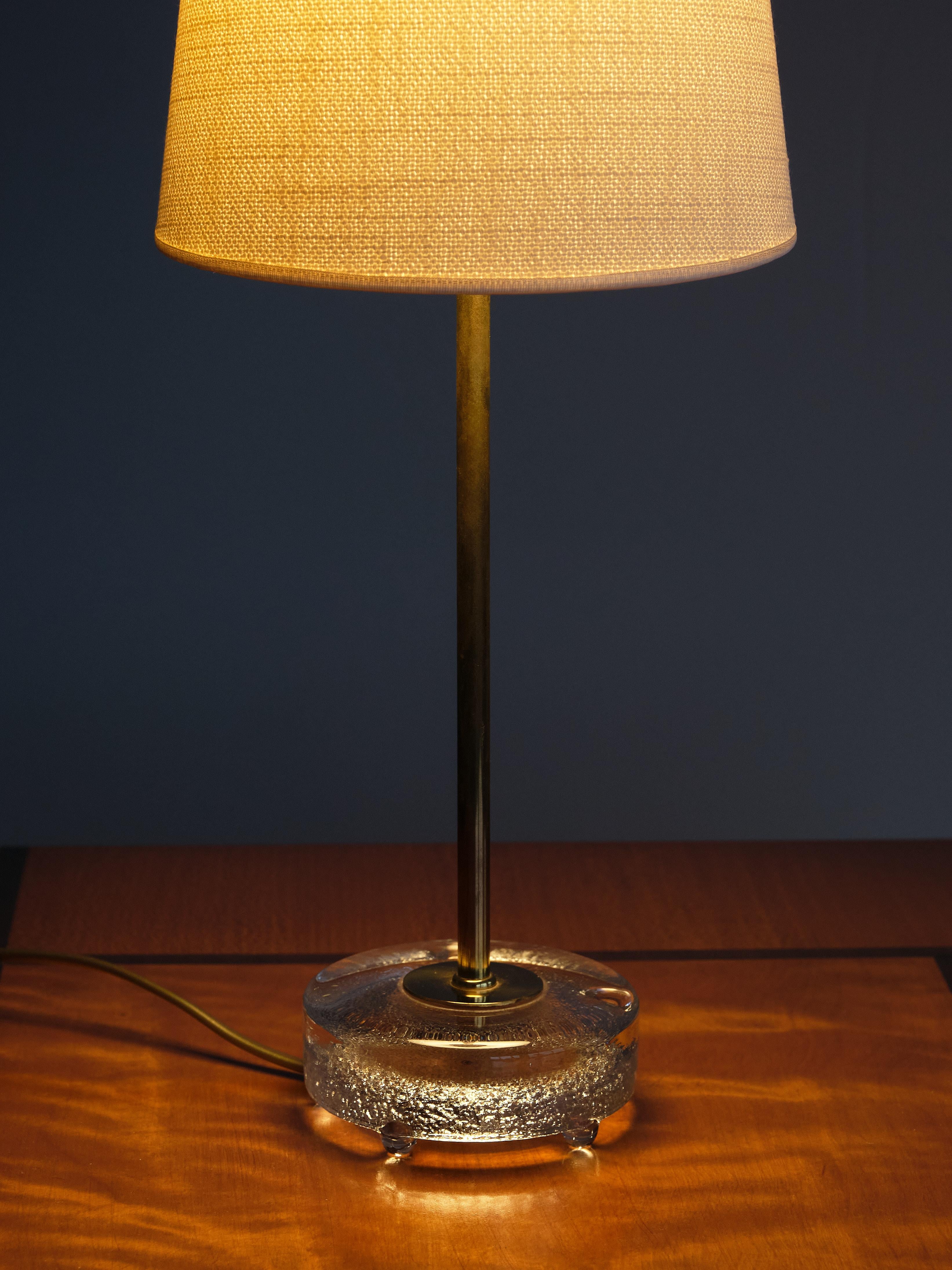 Pair of Falkenberg's Belysning Table Lamps in Brass and Glass, Sweden, 1960s 2