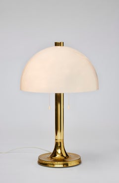 Pair of Falkenbergs Table Lamps with Brass Foot and White Plexi Shades