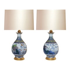 Pair of Familie Rose Porcelain Lamps