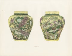 Paire de jarres ovoïdes de la « Famille Jaune » ornées de paons et de faisans, assiette, 1911