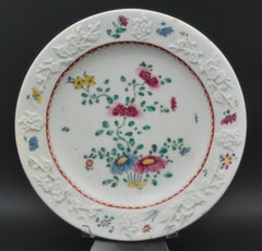 Pair of Famille Rose & Prunus Plates, Bow Porcelain Factory, circa 1753
