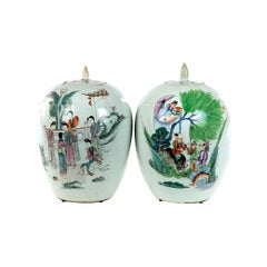 Pair of Famille Verte Chinese Vases, circa 1900