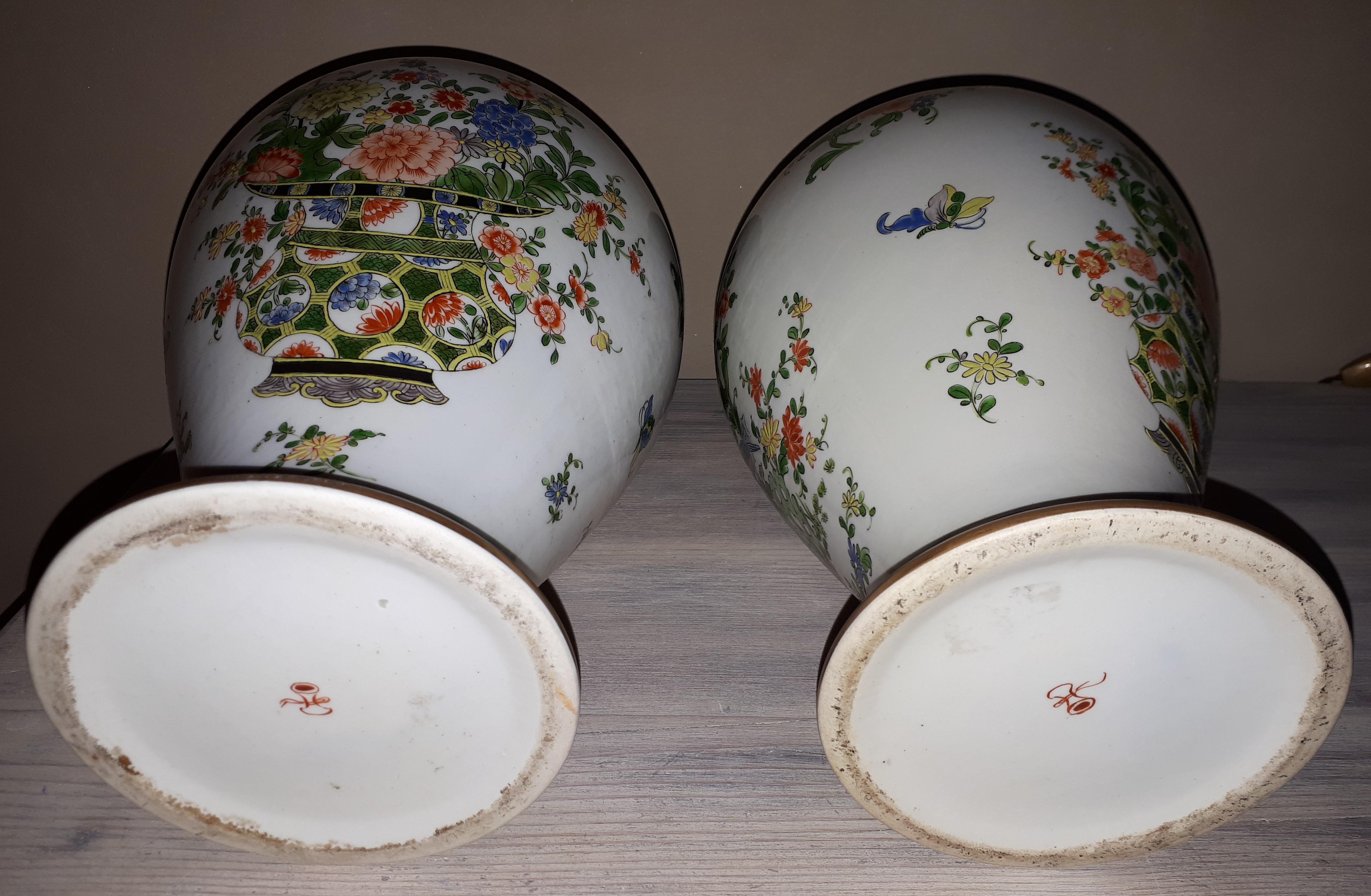 Pair Of Famille Verte Style Vases, Samson Paris For Sale 4