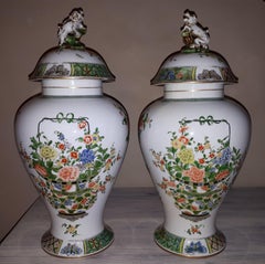 Pair Of Famille Verte Style Vases, Samson Paris
