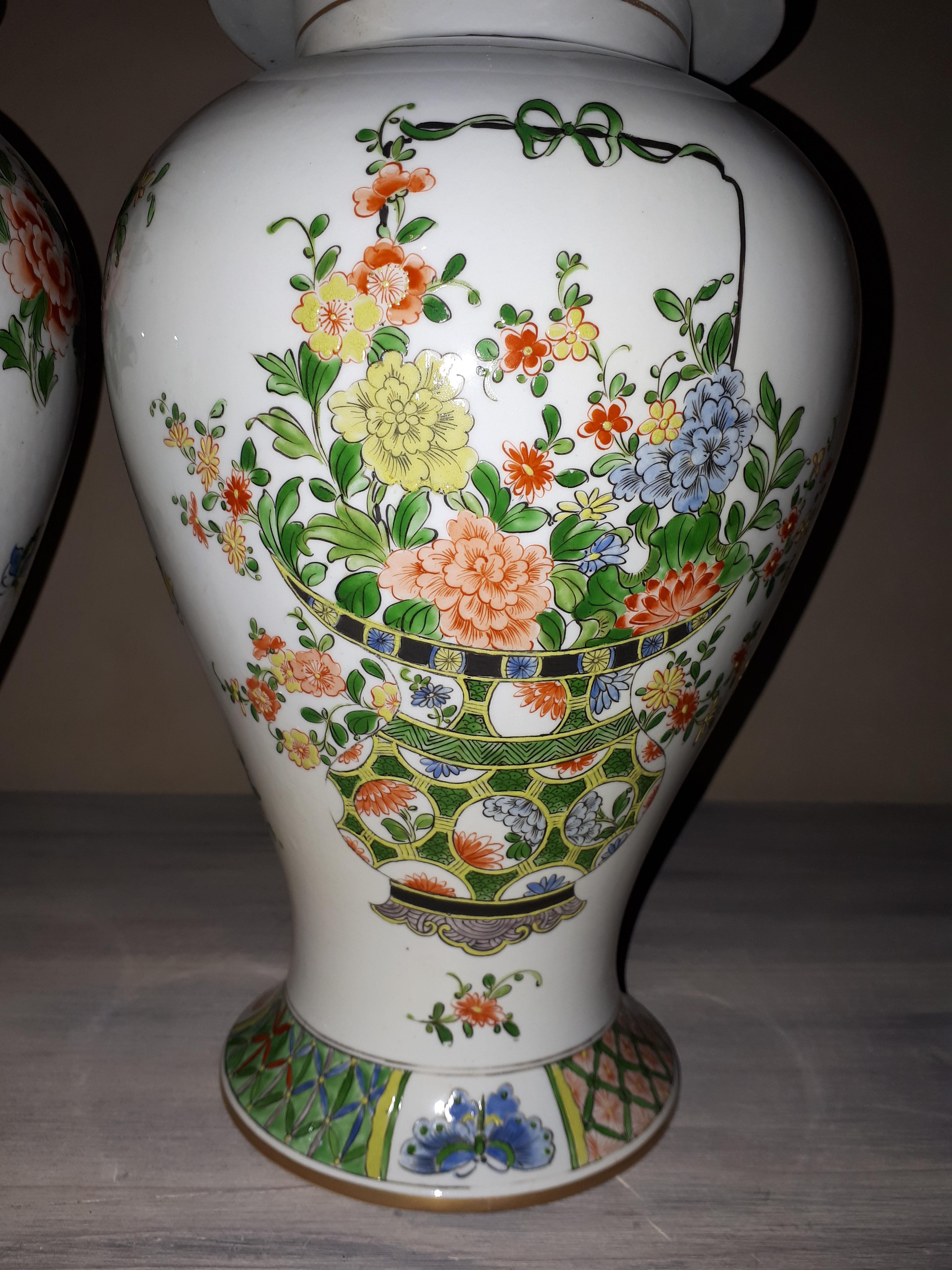 Pair Of Famille Verte Style Vases, Samson Paris For Sale 1