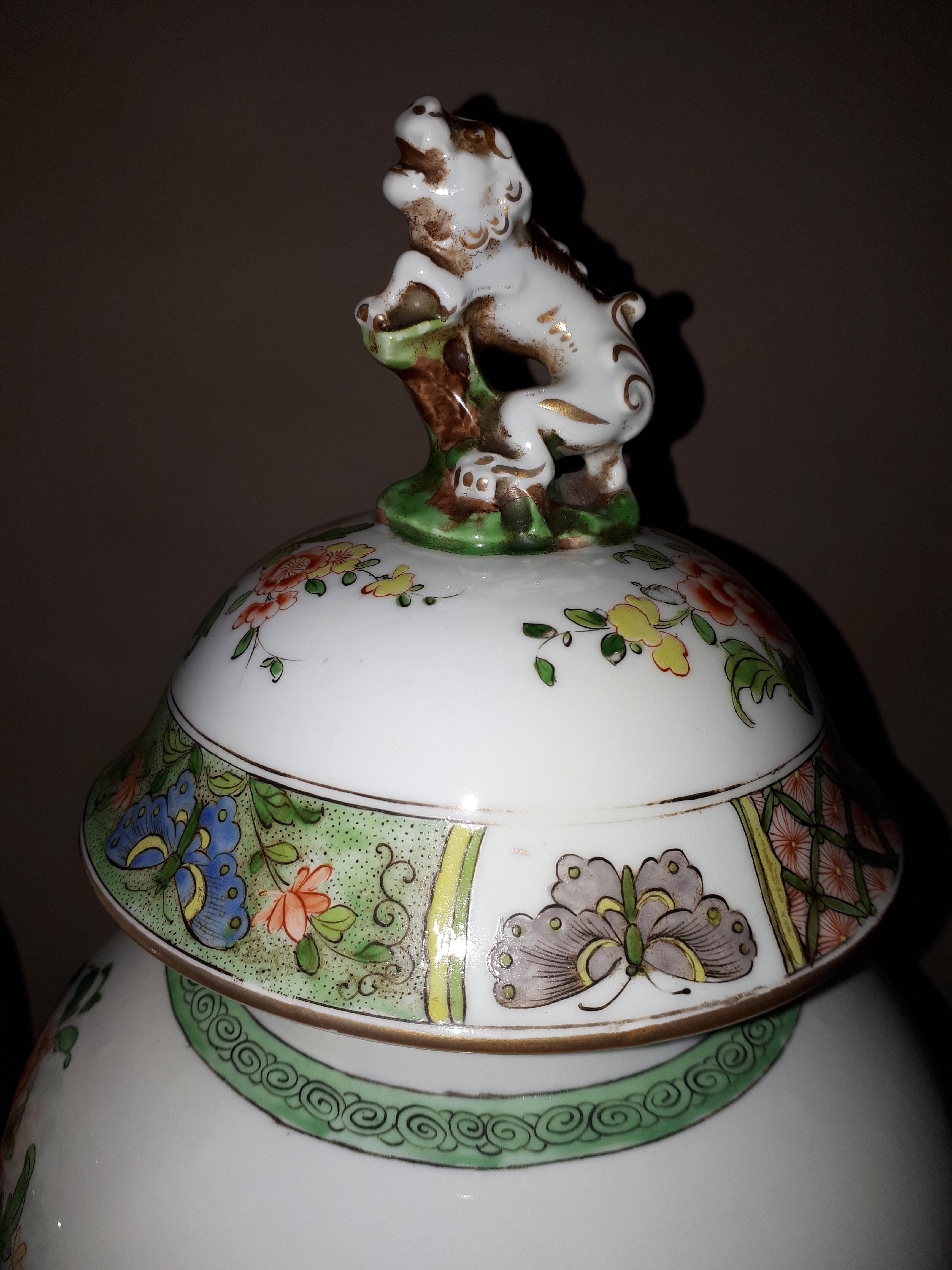 Pair Of Famille Verte Style Vases, Samson Paris For Sale 2
